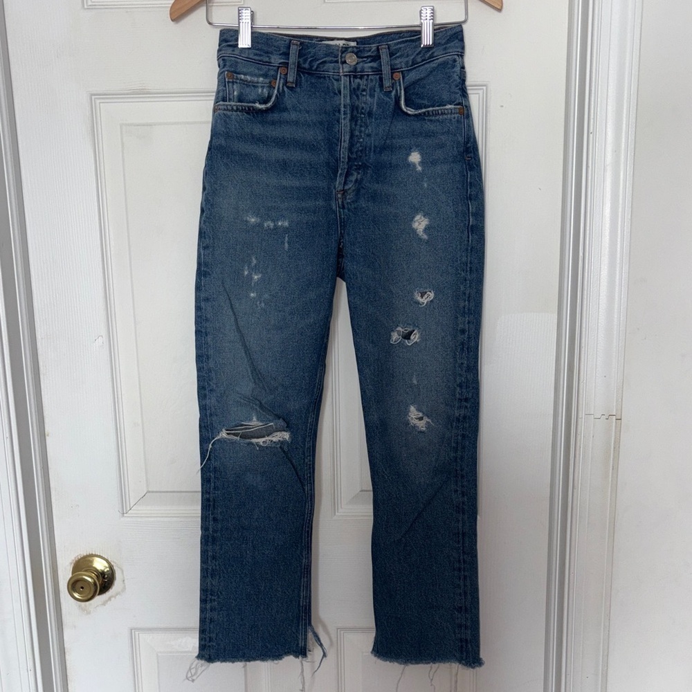 Agolde Riley Distressed Jeans Blue Size 24